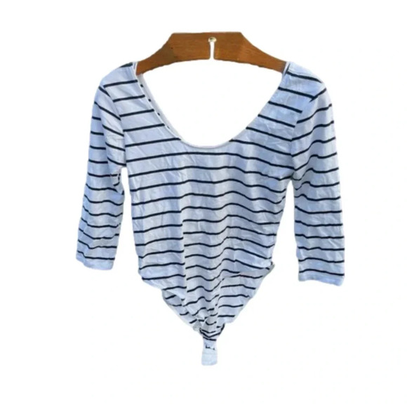 H&M Tops - H&M ~ Striped Long Sleeve Body Suit